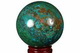 Polished Chrysocolla & Malachite Sphere - Peru #133769-1